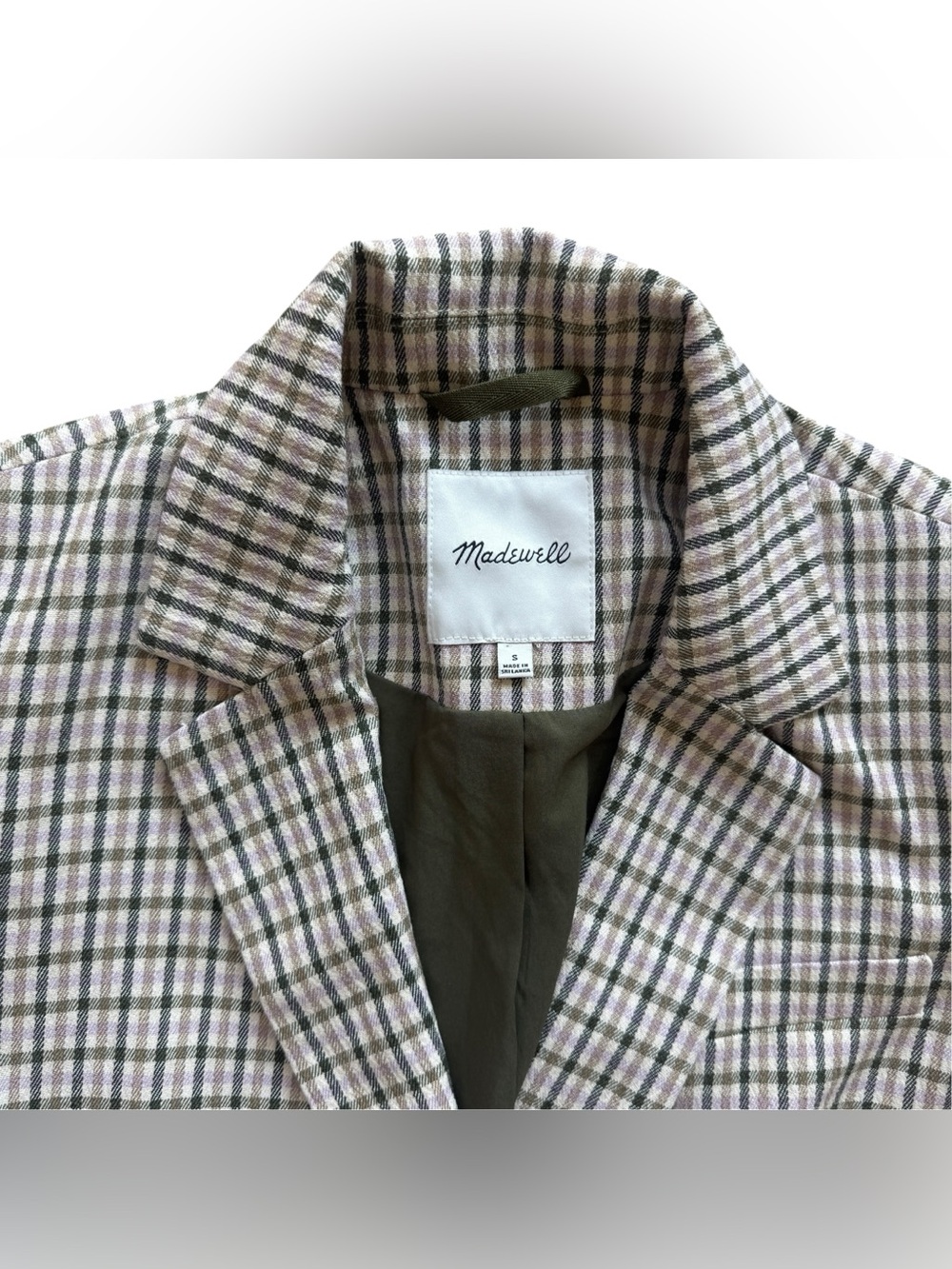 Madewell Dorset Blazer S Albemarle Plaid Neutral Preppy Academia Work Taupe Coat - Picture 5 of 16